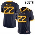 Youth West Virginia Mountaineers NCAA #22 Saint McLeod Navy Authentic Nike Stitched College Football Jersey WD15W42QT